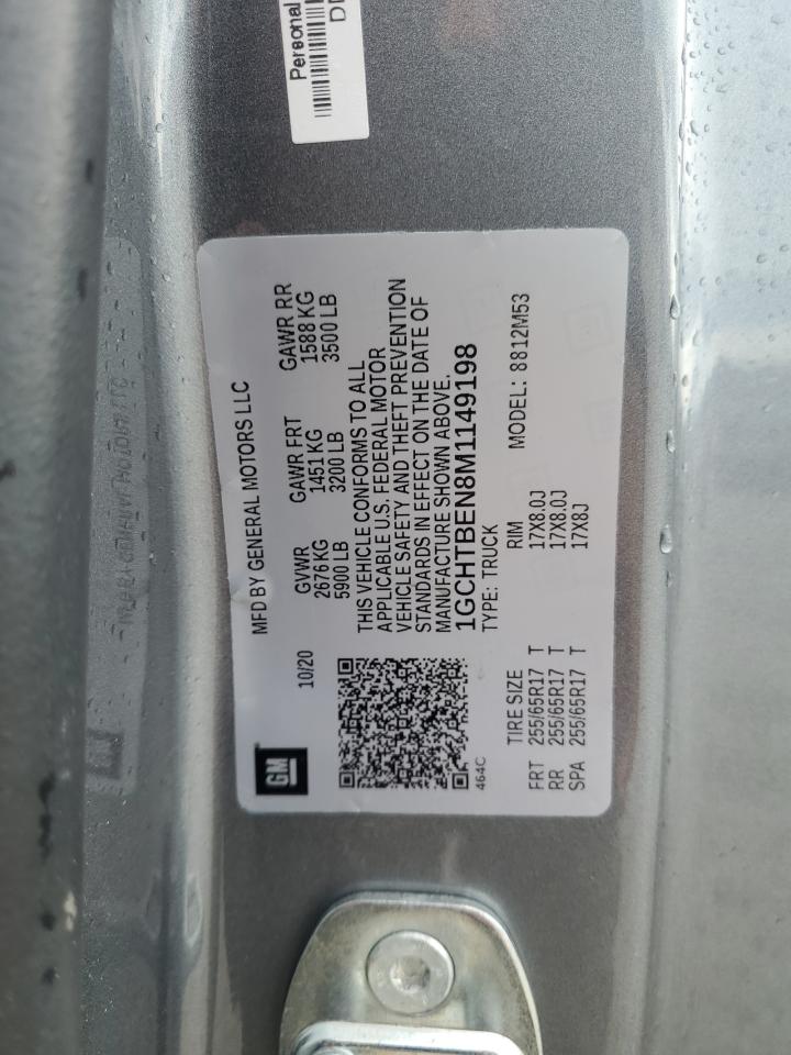 2021 Chevrolet Colorado VIN: 1GCHTBEN8M1149198 Lot: 91743715