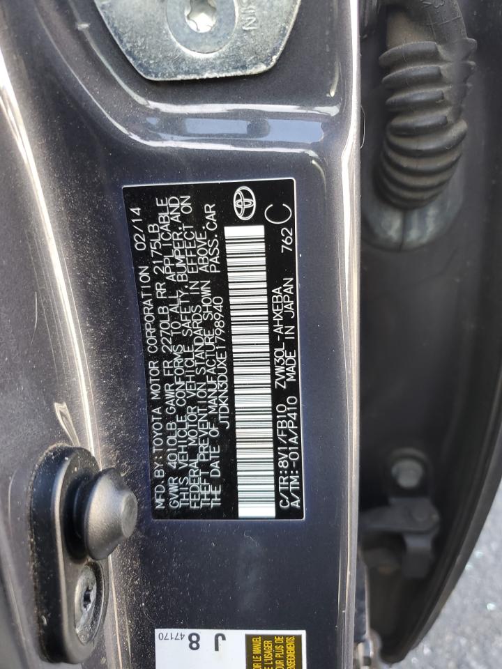 2014 Toyota Prius VIN: JTDKN3DUXE1798940 Lot: 90754695