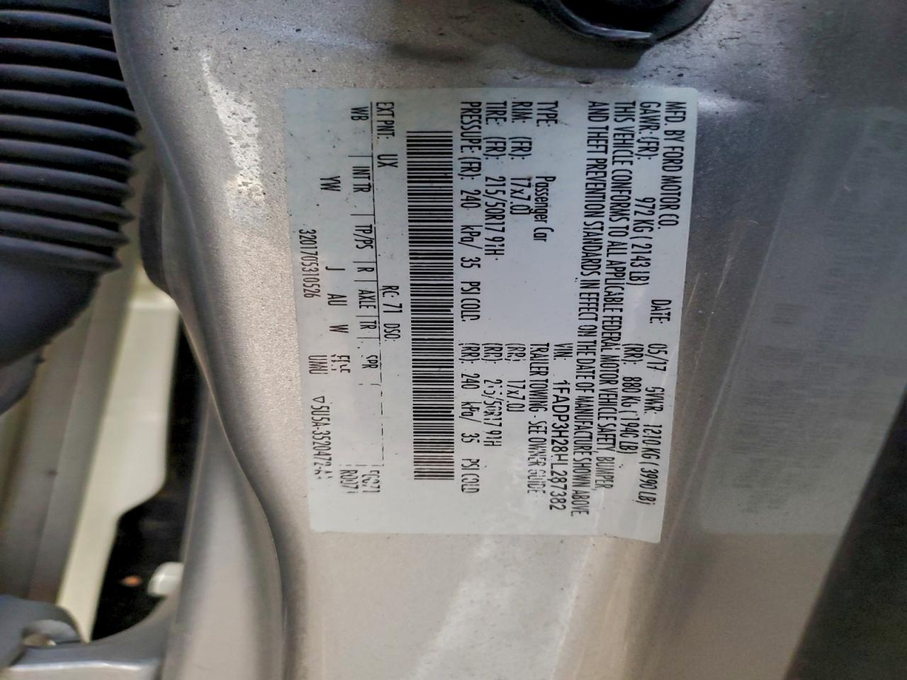 2017 Ford Focus Sel VIN: 1FADP3H28HL287382 Lot: 94796625