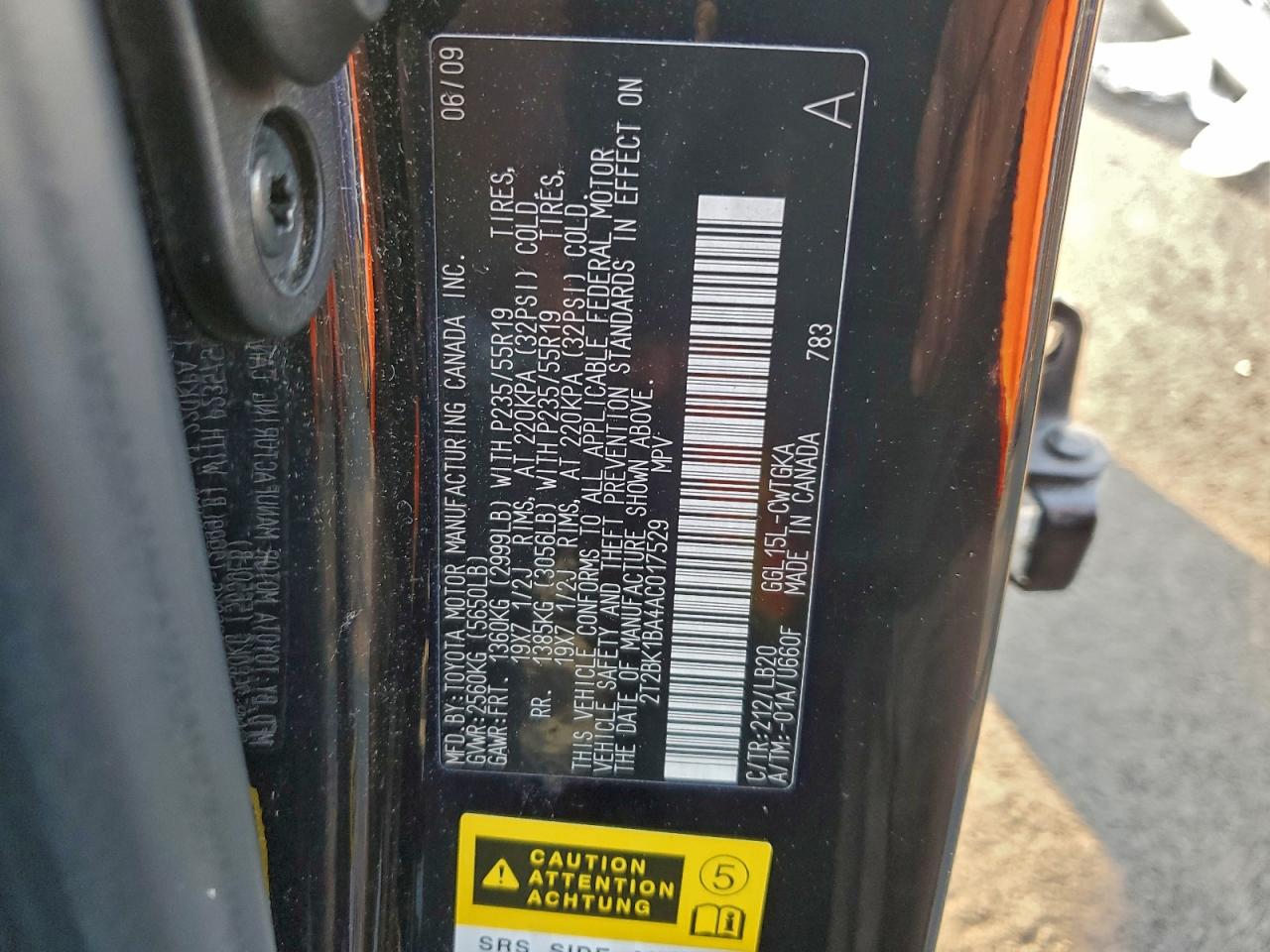 2010 Lexus Rx 350 VIN: 2T2BK1BA4AC017529 Lot: 94466155