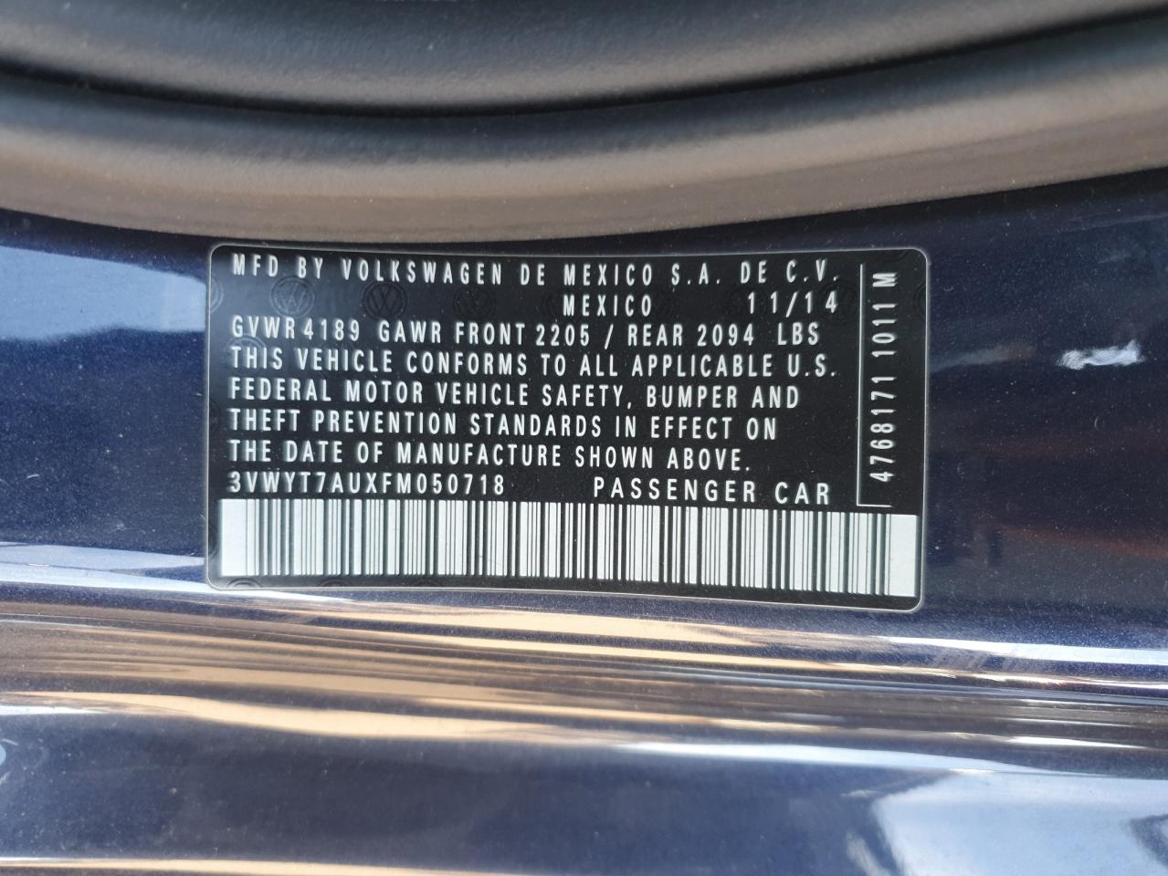 2015 Volkswagen Gti VIN: 3VWYT7AUXFM050718 Lot: 93376395