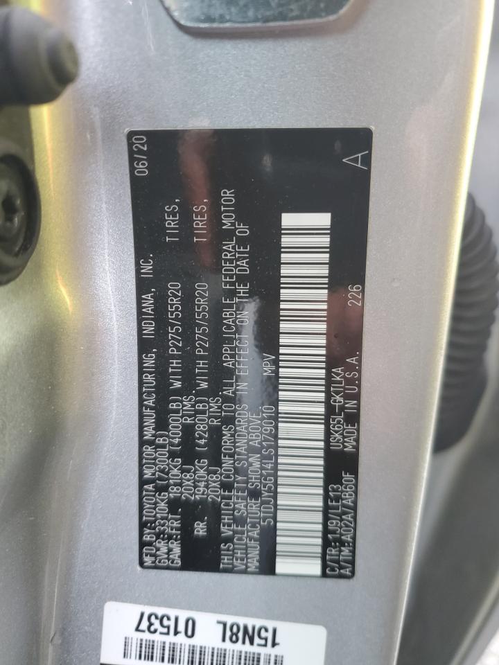 2020 Toyota Sequoia Limited VIN: 5TDJY5G14LS179010 Lot: 91928595