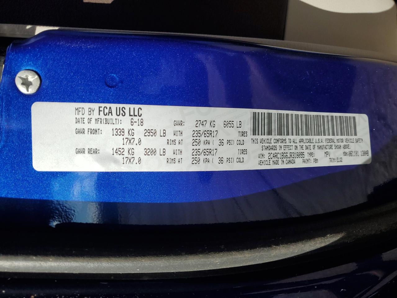 2018 Chrysler Pacifica Touring L VIN: 2C4RC1BG6JR318095 Lot: 91607085