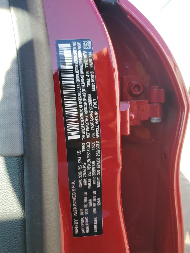 2019 Alfa Romeo Stelvio VIN: ZASPAKAN7K7C68689 Lot: 91272325