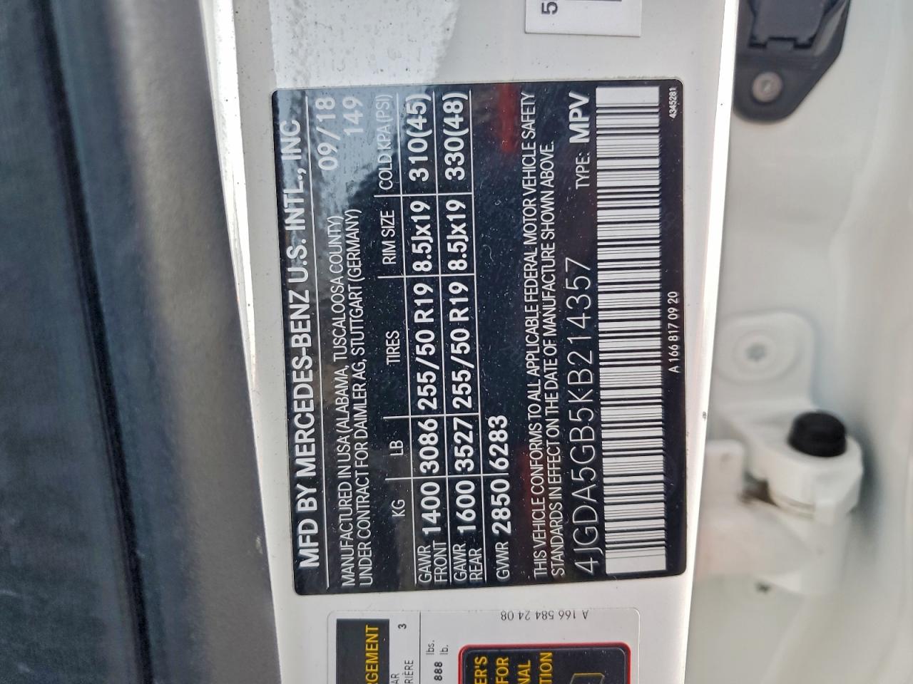 2019 Mercedes-Benz Gle 400 4Matic VIN: 4JGDA5GB5KB214357 Lot: 94326625