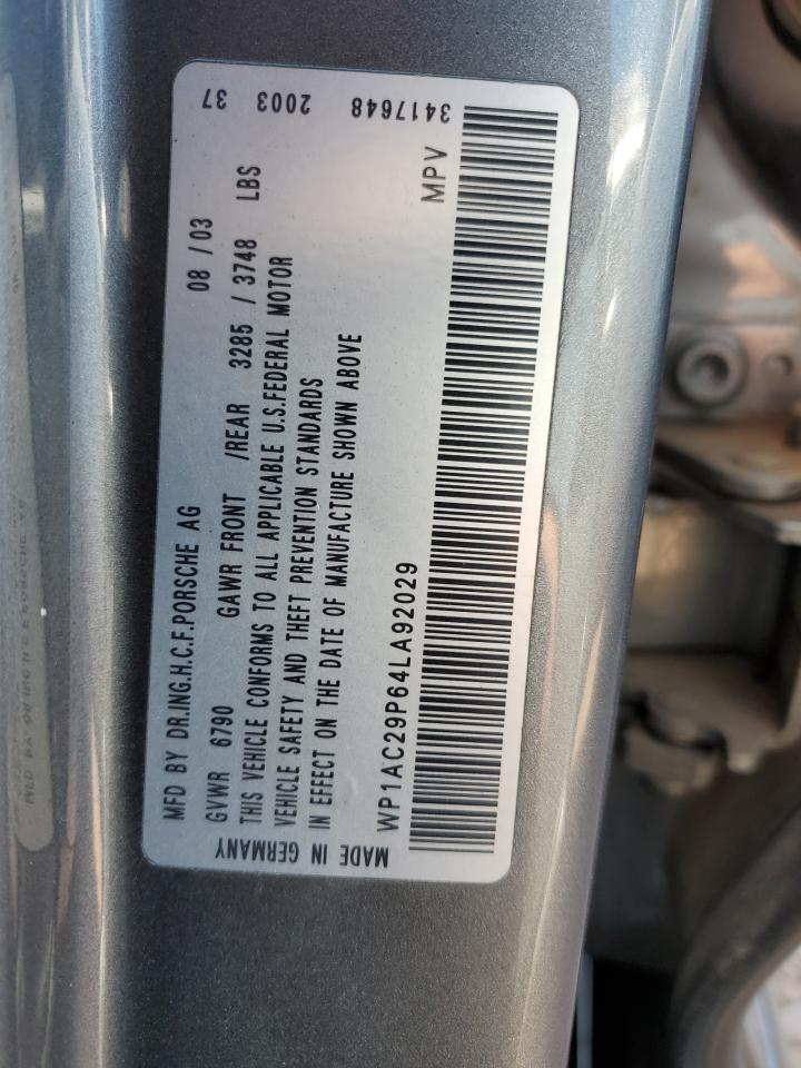 2004 Porsche Cayenne Turbo VIN: WP1AC29P64LA92029 Lot: 93117345