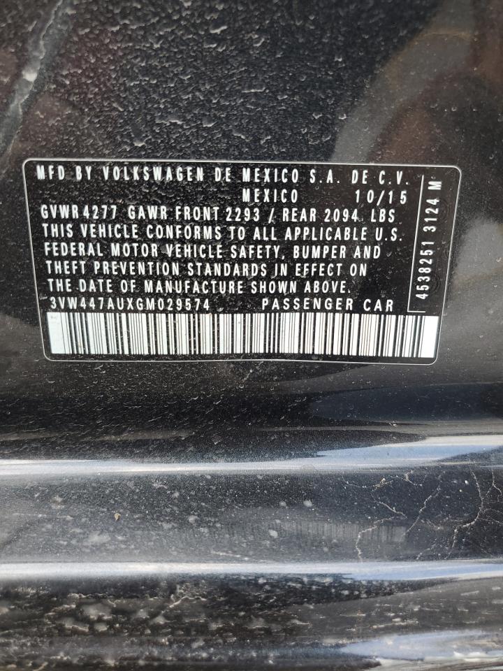 2016 Volkswagen Gti S/Se VIN: 3VW447AUXGM029574 Lot: 92080965