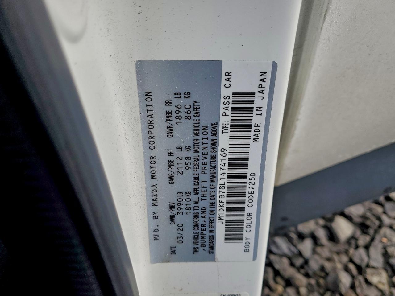 2020 Mazda Cx-3 Sport VIN: JM1DKFB78L1474169 Lot: 94422125