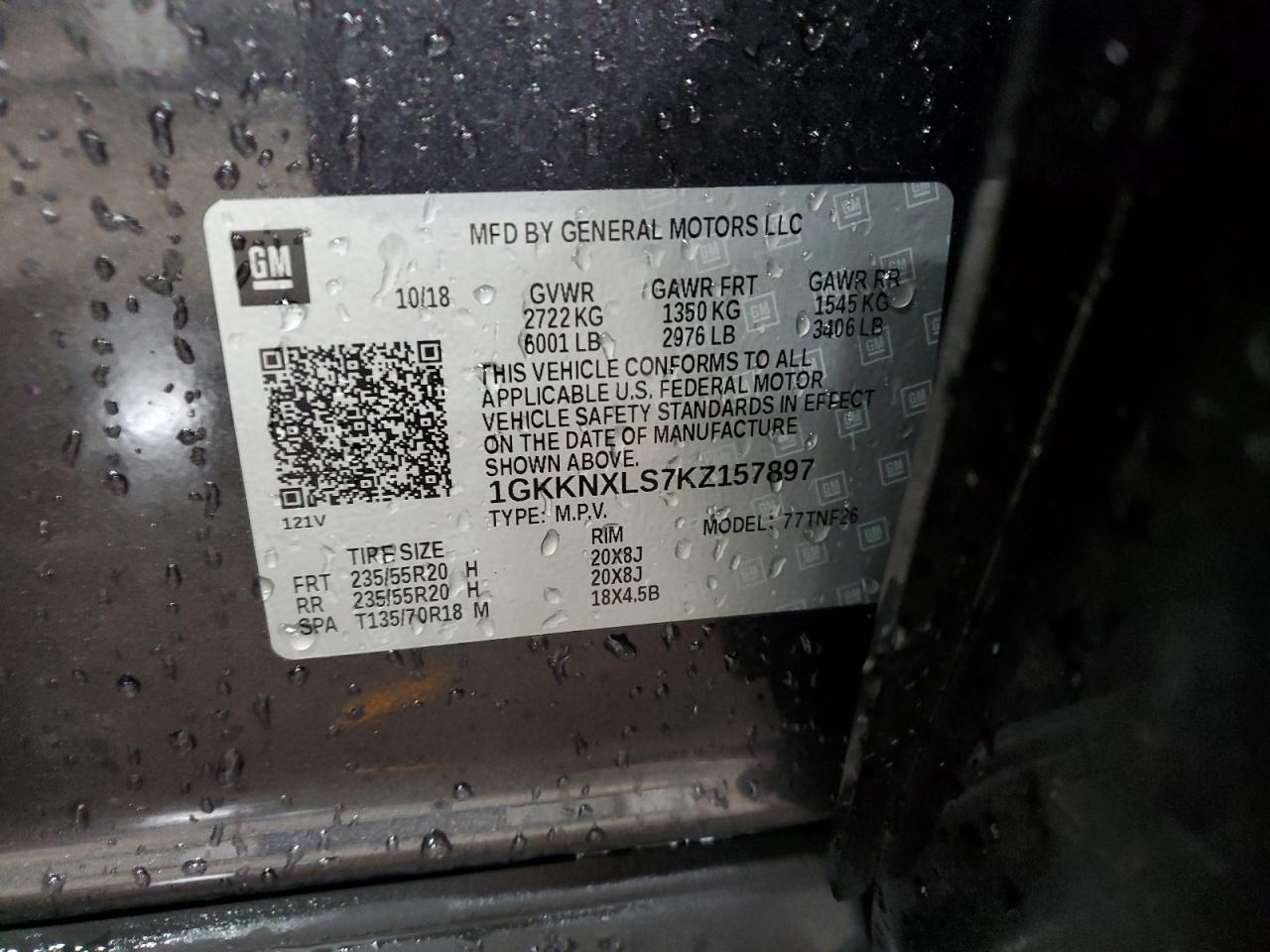 2019 GMC Acadia Denali VIN: 1GKKNXLS7KZ157897 Lot: 93086595