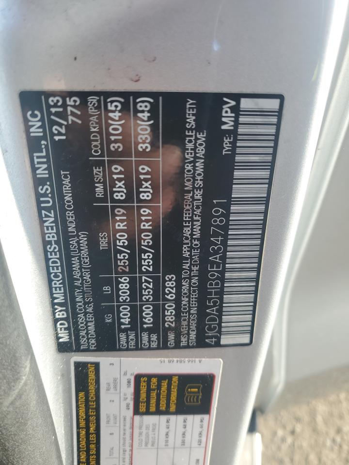 2014 Mercedes-Benz Ml 350 4Matic VIN: 4JGDA5HB9EA347891 Lot: 93295935