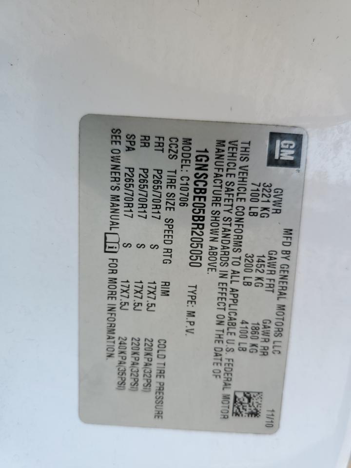 2011 Chevrolet Tahoe C1500 Lt VIN: 1GNSCBE05BR205050 Lot: 93128705