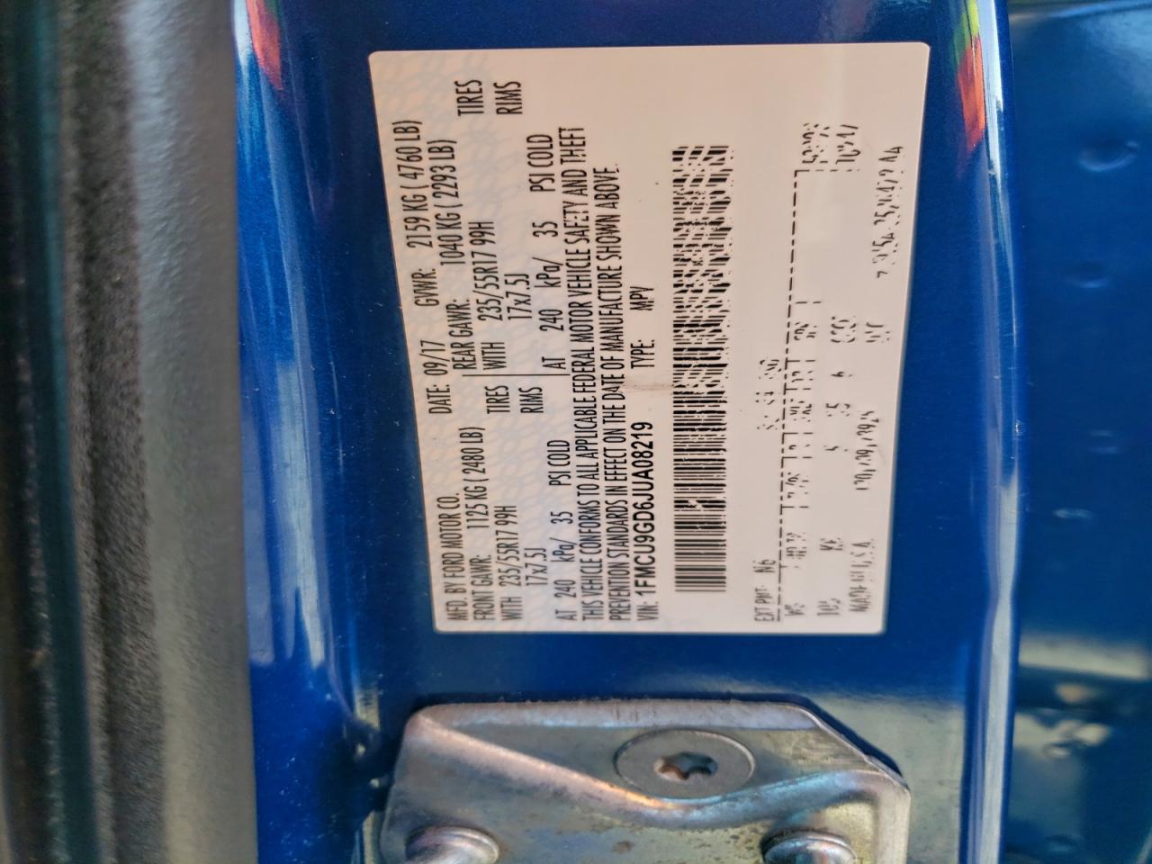 2018 Ford Escape Se VIN: 1FMCU9GD6JUA08219 Lot: 93962225