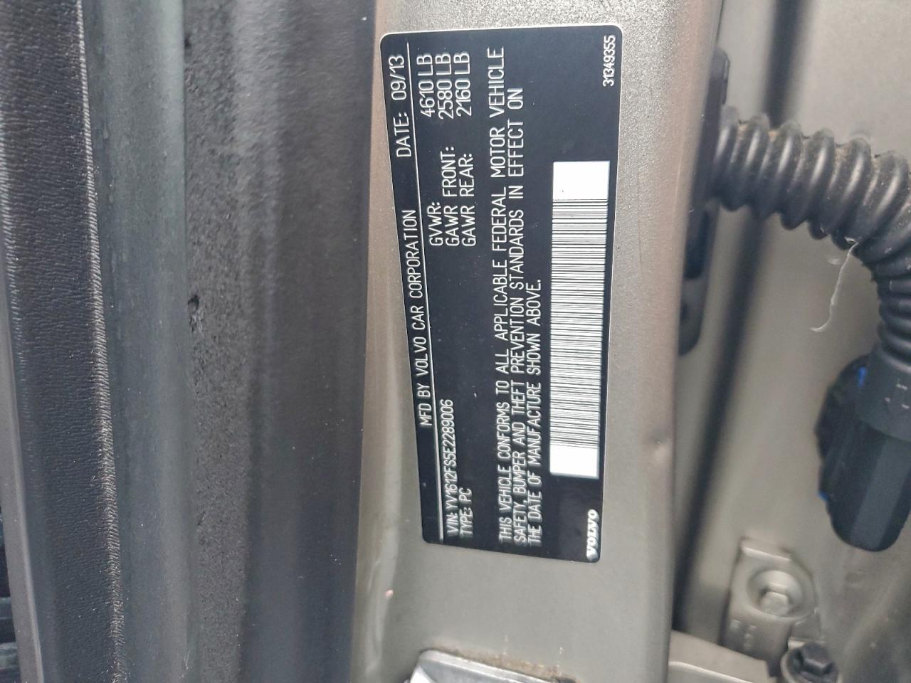 2014 Volvo S60 T5 VIN: YV1612FS5E2289006 Lot: 94639735