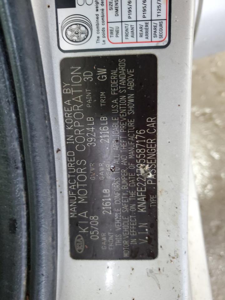 2009 Kia Spectra Ex VIN: KNAFE221795587176 Lot: 90935935