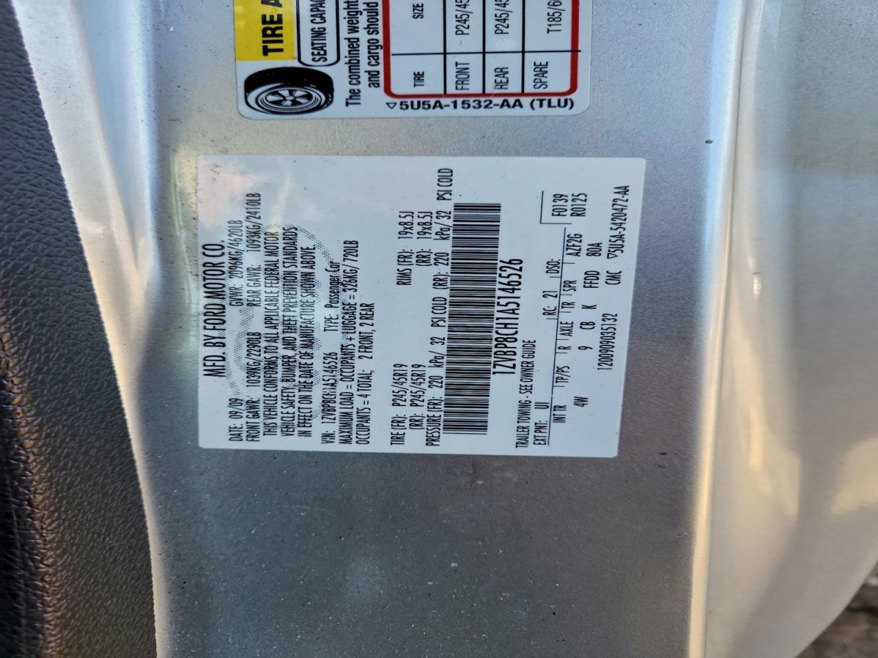 2010 Ford Mustang Gt VIN: 1ZVBP8CH1A5146526 Lot: 93985965