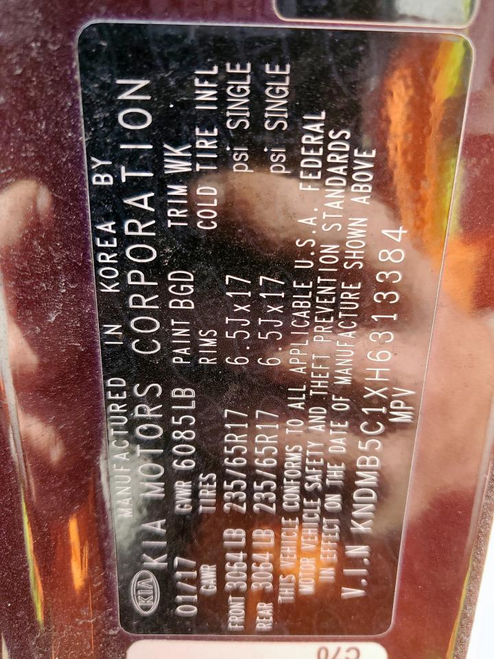 2017 Kia Sedona Lx VIN: KNDMB5C1XH6313384 Lot: 92270745