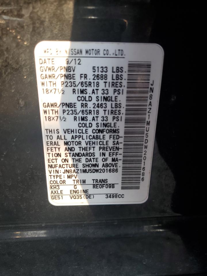 2013 Nissan Murano S VIN: JN8AZ1MU5DW201686 Lot: 93521465