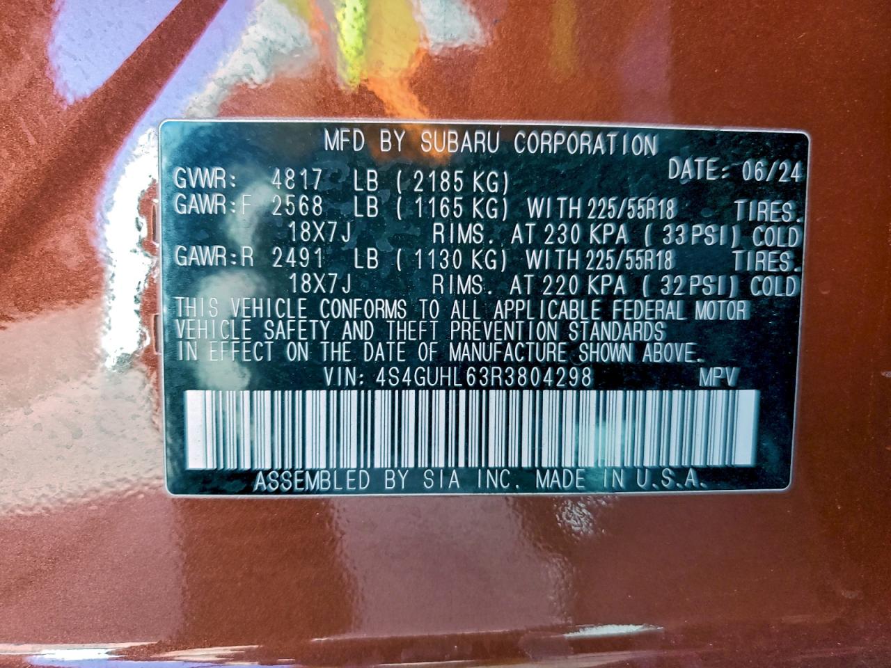 2024 Subaru Crosstrek Limited VIN: 4S4GUHL63R3804298 Lot: 94396605