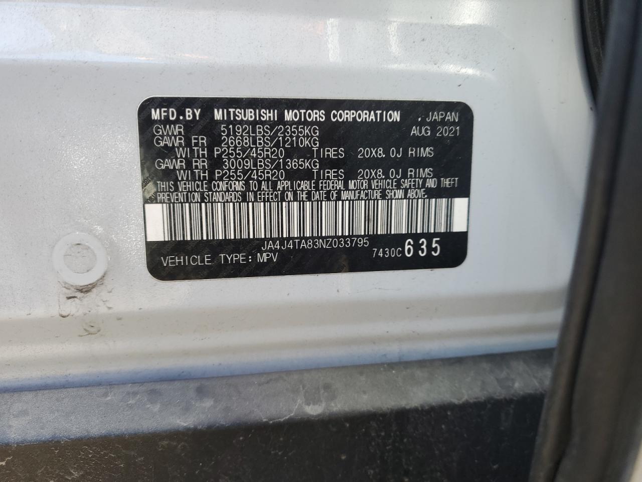 2022 Mitsubishi Outlander Es VIN: JA4J4TA83NZ033795 Lot: 92875525