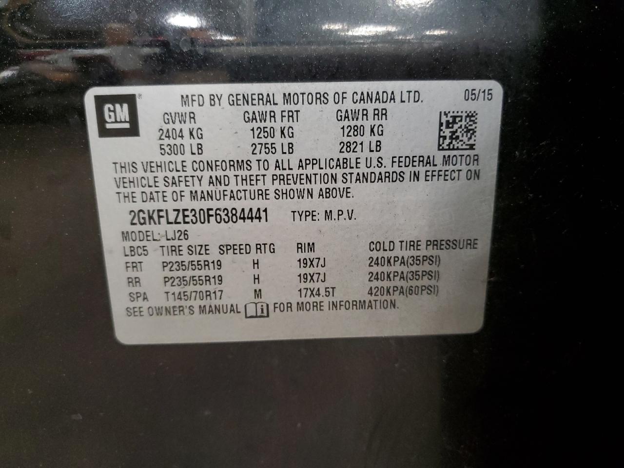 2015 GMC Terrain Denali VIN: 2GKFLZE30F6384441 Lot: 94049075