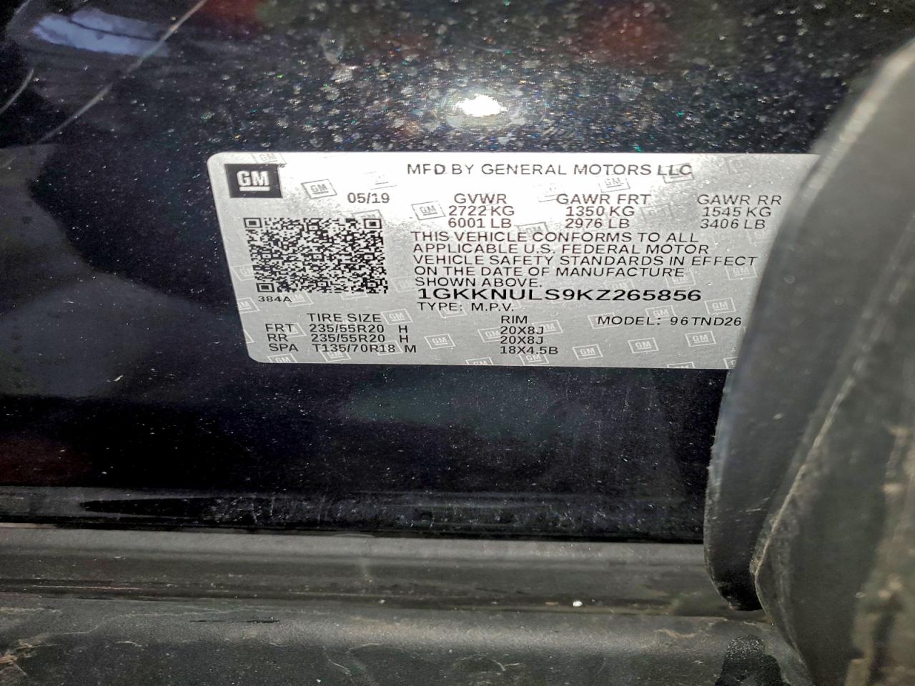 2019 GMC Acadia Slt-1 VIN: 1GKKNULS9KZ265856 Lot: 93723115