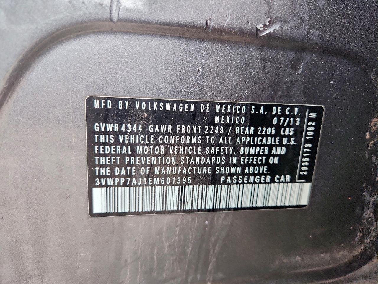 2014 Volkswagen Jetta S VIN: 3VWPP7AJ1EM601395 Lot: 94369715