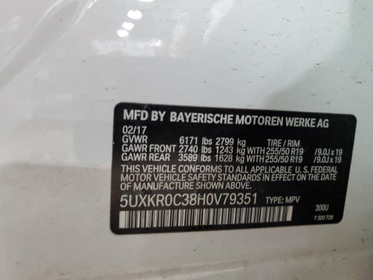 2017 BMW X5 xDrive35I VIN: 5UXKR0C38H0V79351 Lot: 92527415