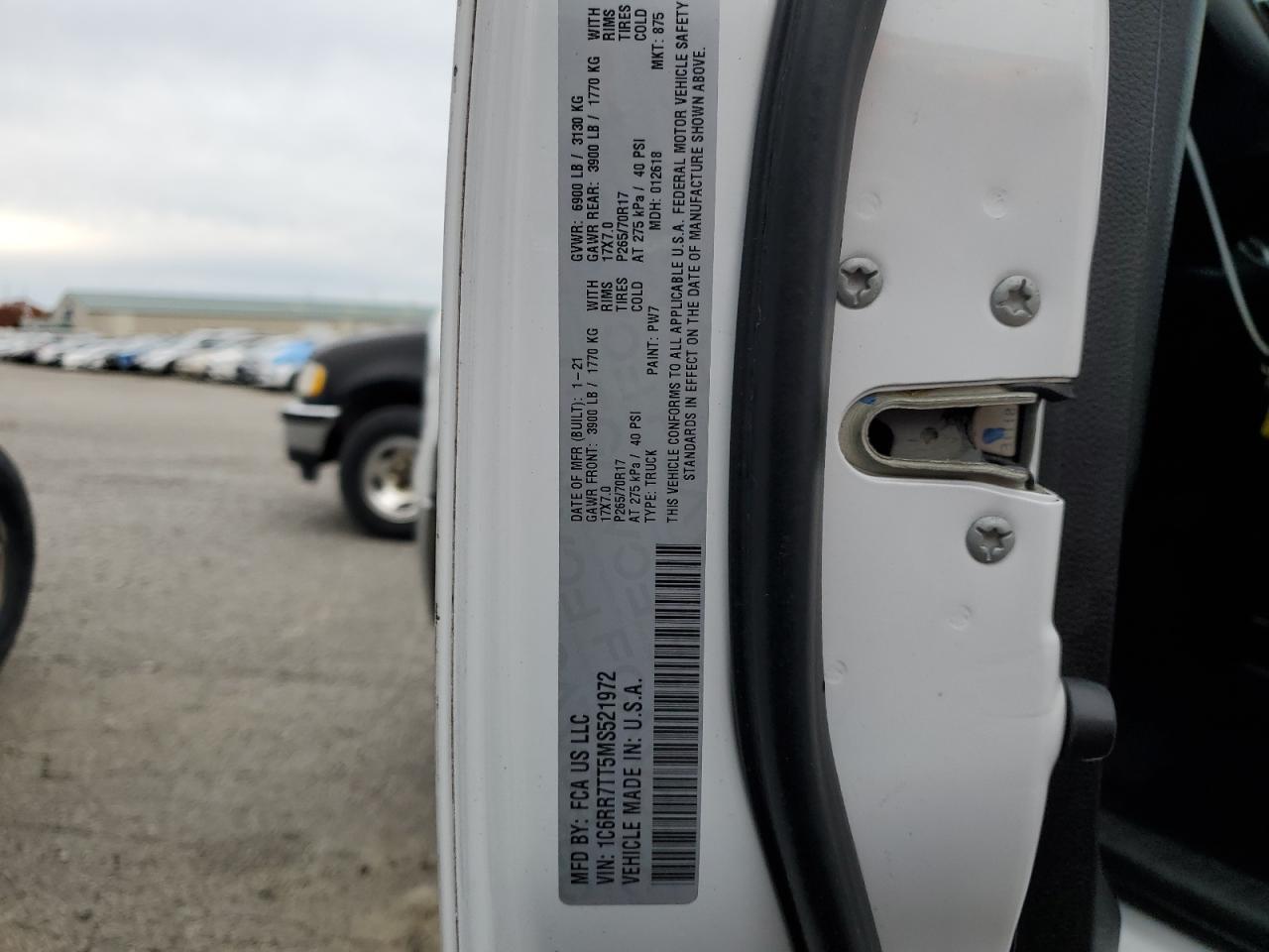 2021 Ram 1500 Classic Slt VIN: 1C6RR7TT5MS521972 Lot: 90975285