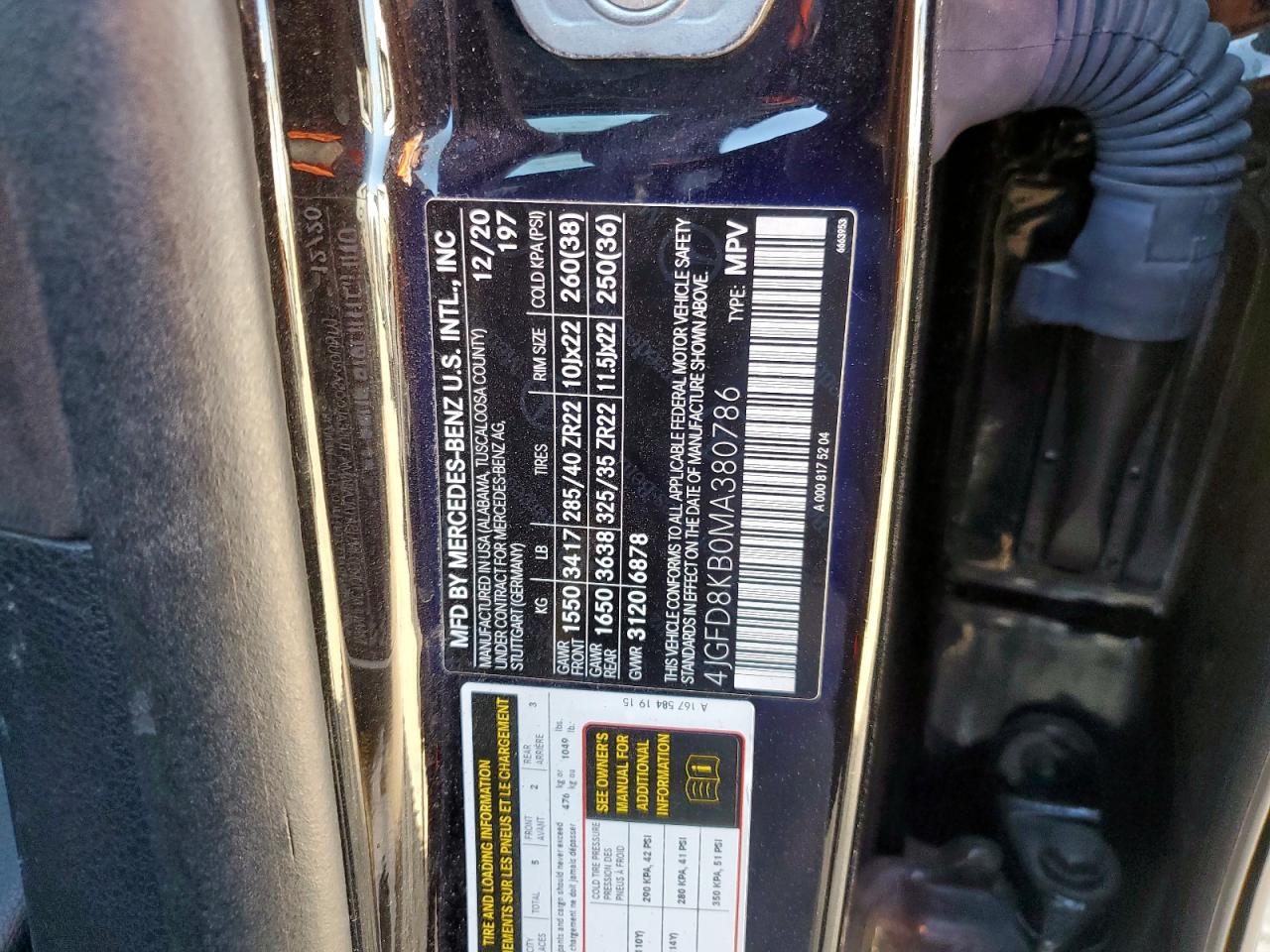 2021 Mercedes-Benz Gle Coupe 63 S 4Matic Amg VIN: 4JGFD8KB0MA380786 Lot: 92690085