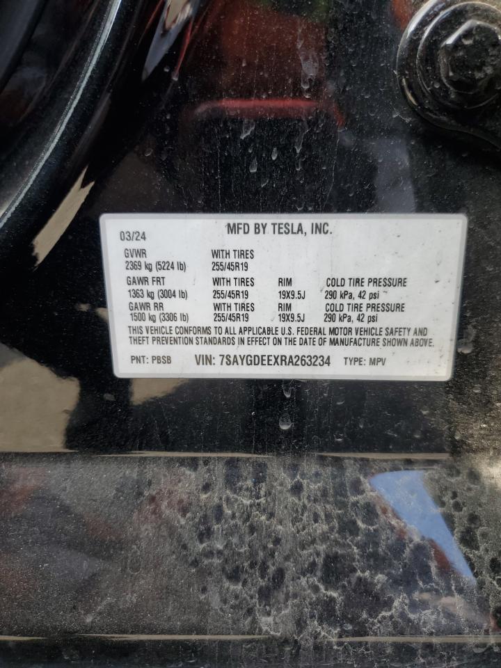 2024 Tesla Model Y VIN: 7SAYGDEEXRA263234 Lot: 90644805