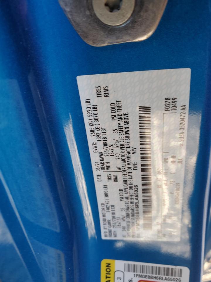 2024 Ford Bronco Outer Banks VIN: 1FMDE8BH6RLA65026 Lot: 90478635