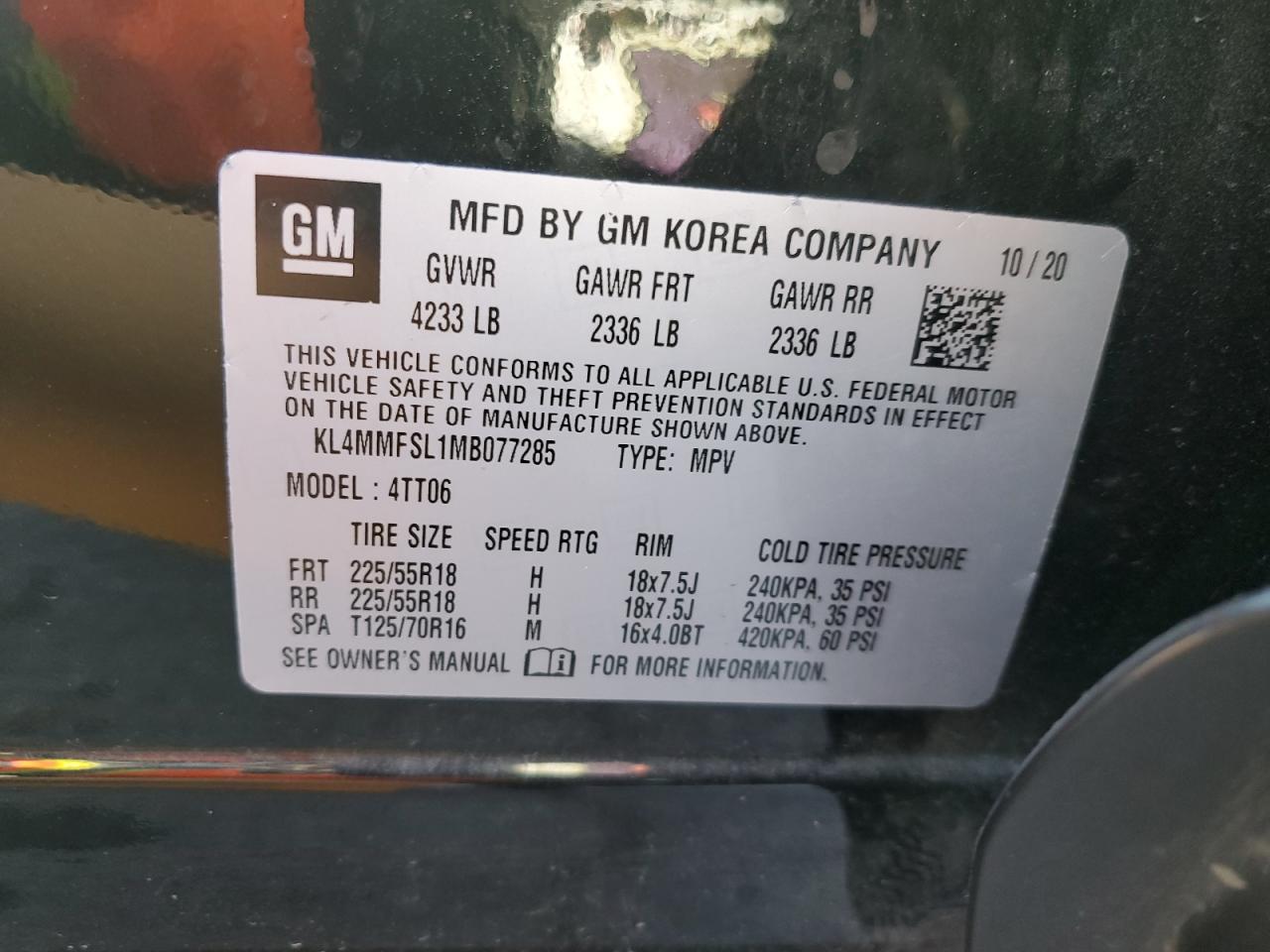 2021 Buick Encore Gx Essence VIN: KL4MMFSL1MB077285 Lot: 91219025