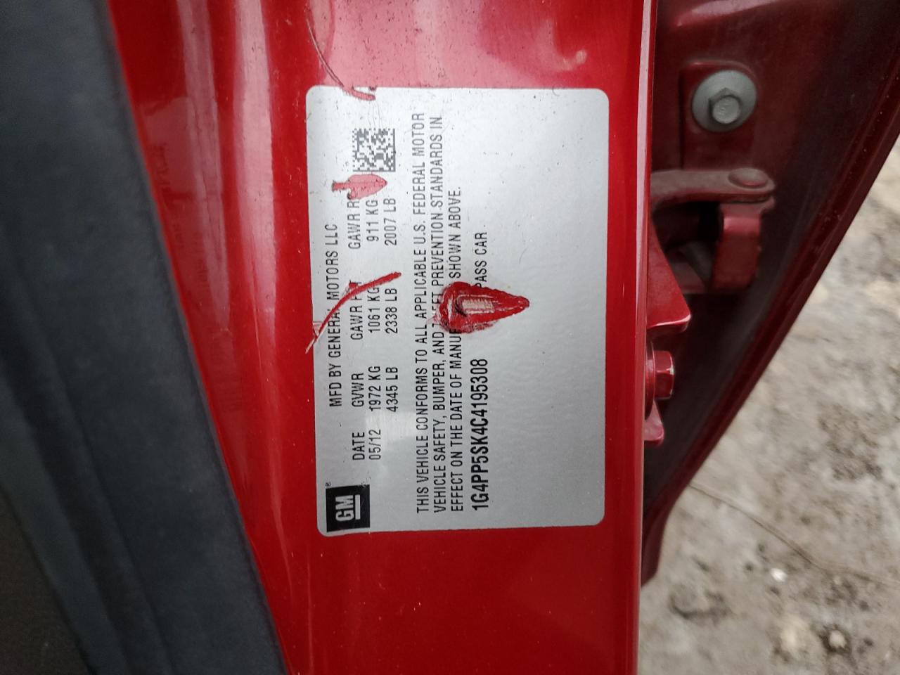 2012 Buick Verano VIN: 1G4PP5SK4C4195308 Lot: 81789445