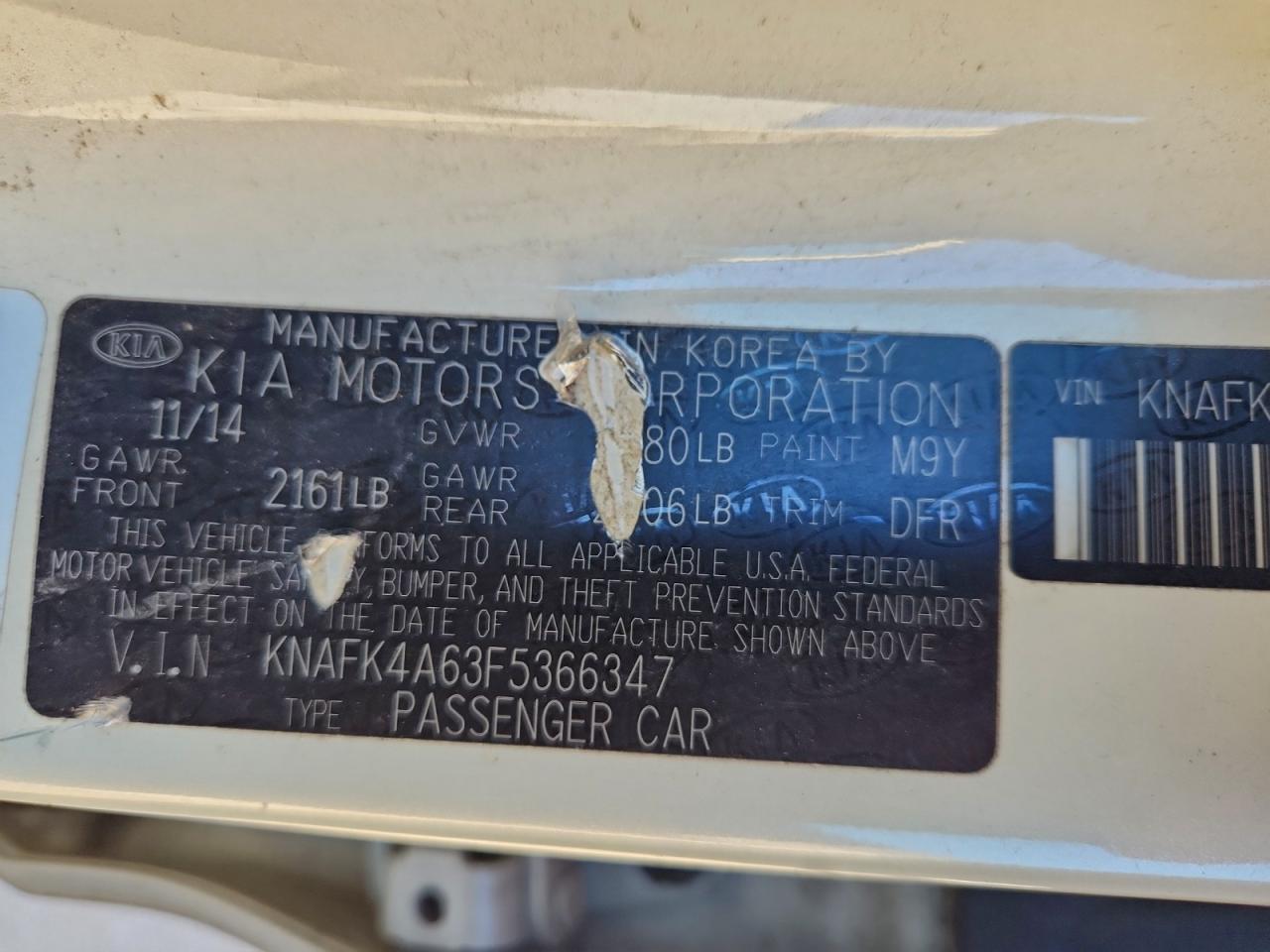 2015 Kia Forte Lx VIN: KNAFK4A63F5366347 Lot: 90792825