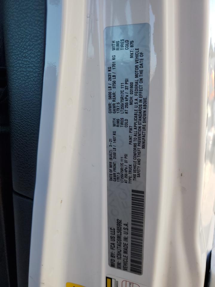 2021 Jeep Gladiator Sport VIN: 1C6HJTAG6ML565992 Lot: 91303275