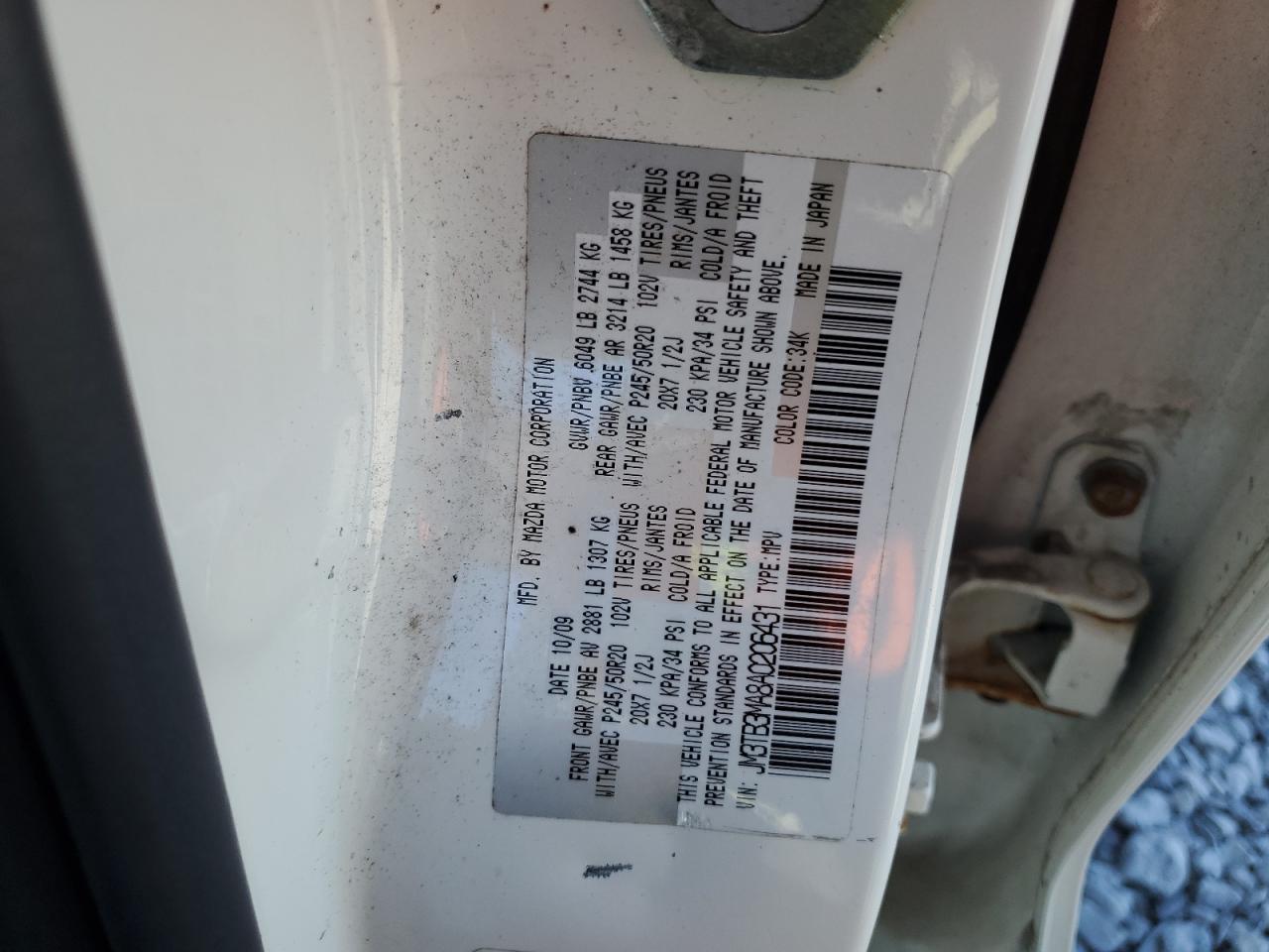 2010 Mazda Cx-9 VIN: JM3TB3MA8A0206431 Lot: 91373345