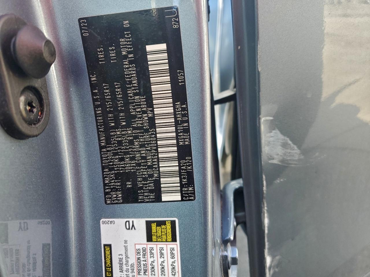 2023 Toyota Corolla Cross Le VIN: 7MUCAAAG2PV060435 Lot: 94535035