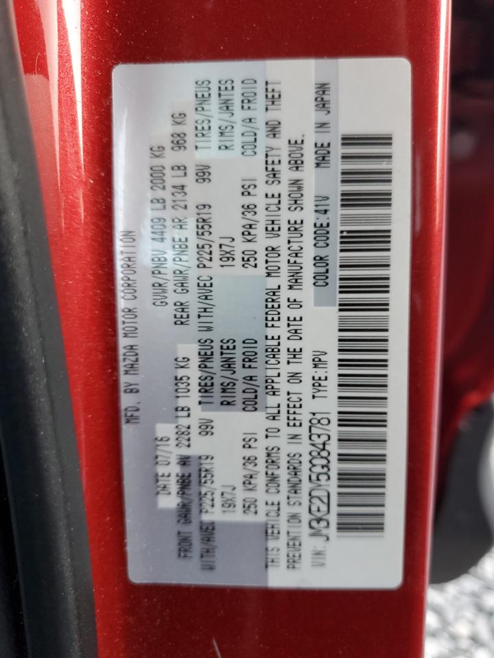 2016 Mazda Cx-5 Gt VIN: JM3KE2DY5G0843781 Lot: 93640085