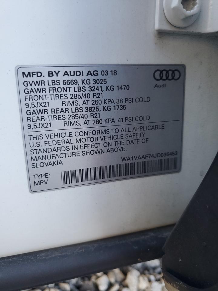 2018 Audi Q7 Prestige VIN: WA1VAAF74JD036453 Lot: 92636175