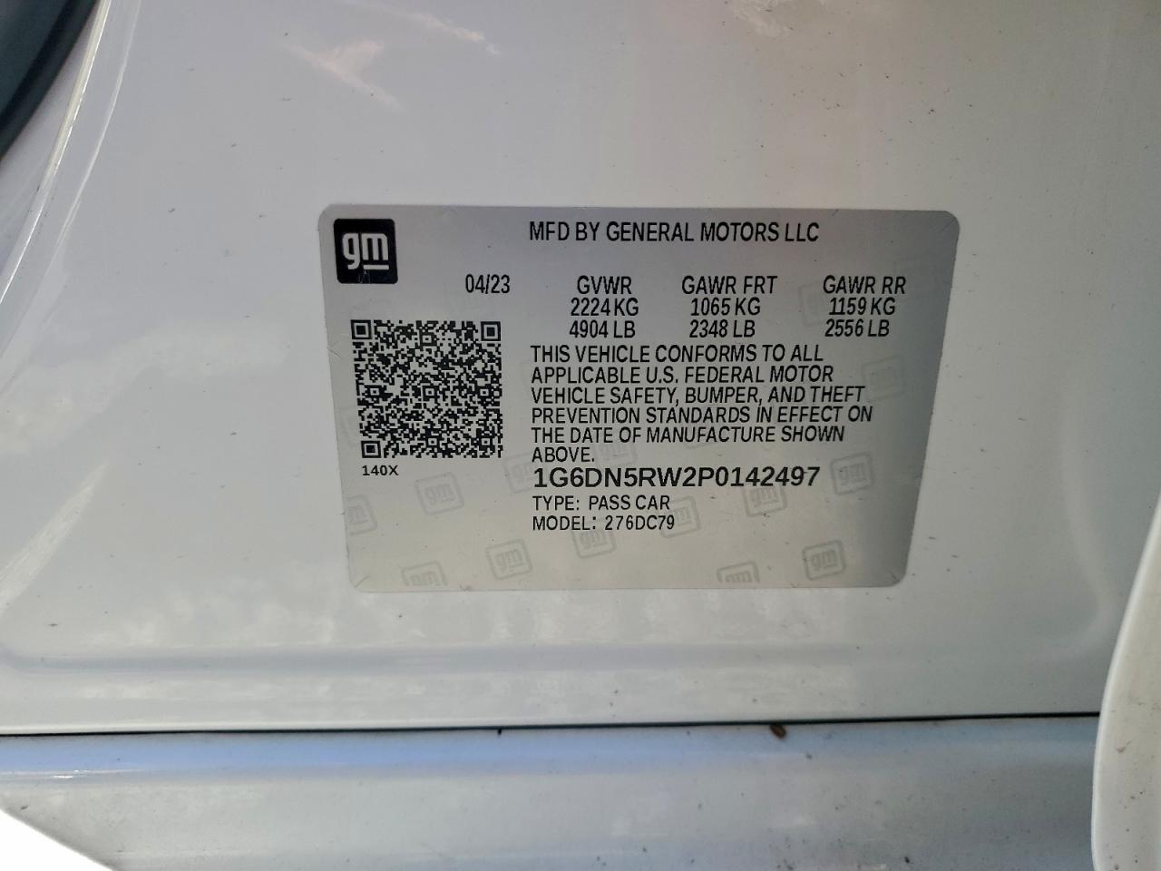 2023 Cadillac Ct5 Premium Luxury VIN: 1G6DN5RW2P0142497 Lot: 94056385