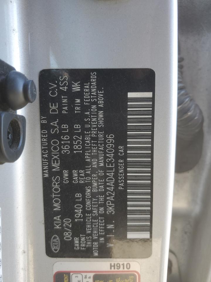 2020 Kia Rio Lx VIN: 3KPA24AD4LE340996 Lot: 91299675