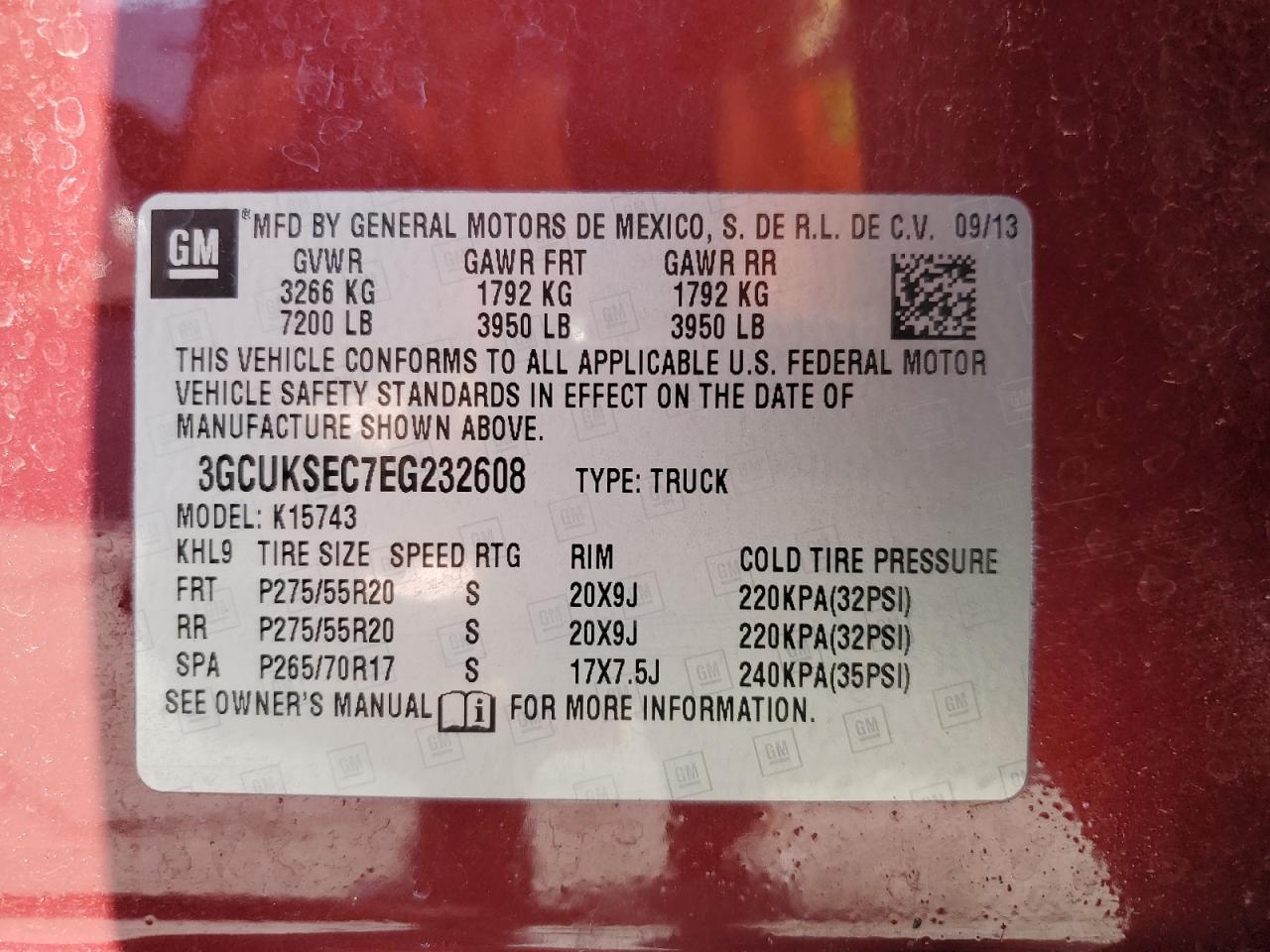 2014 Chevrolet Silverado K1500 Ltz VIN: 3GCUKSEC7EG232608 Lot: 90585695