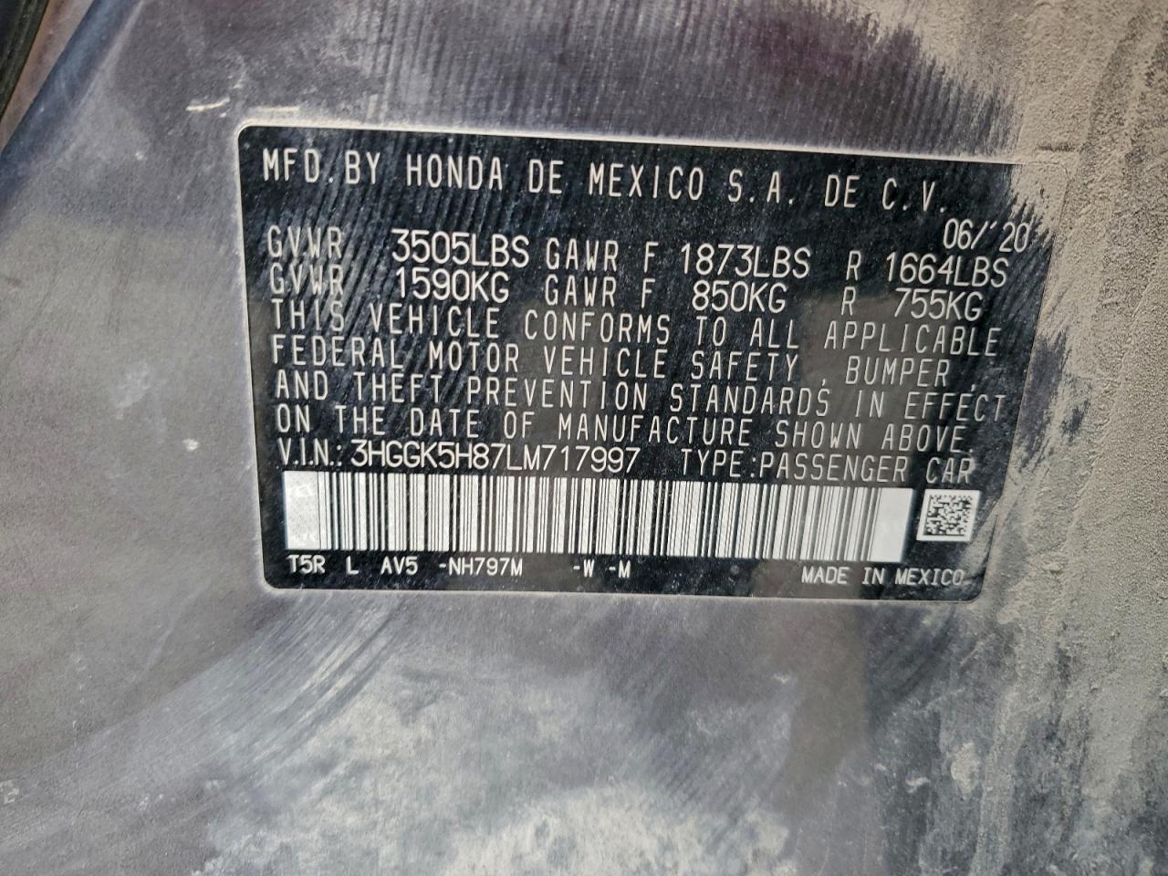 2020 Honda Fit Ex VIN: 3HGGK5H87LM717997 Lot: 94347345