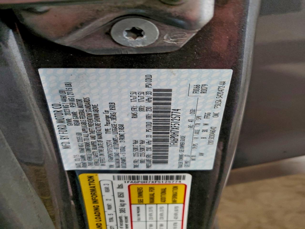 2015 Ford Fusion Se VIN: 1FA6P0H7XF5125774 Lot: 94089355