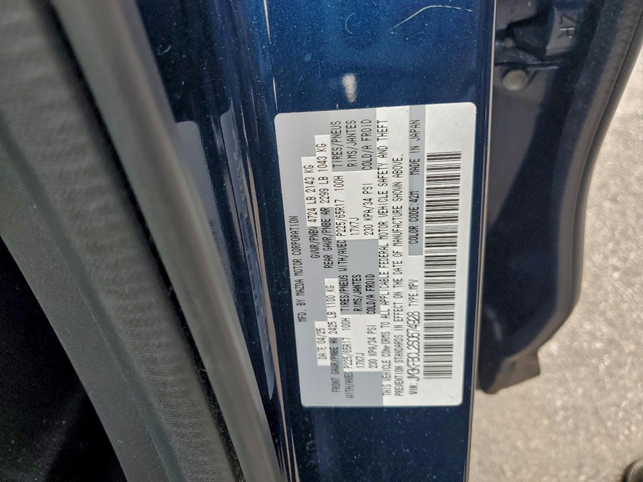 2025 Mazda Cx-5 Preferred VIN: JM3KFBCL2S0674928 Lot: 94172315