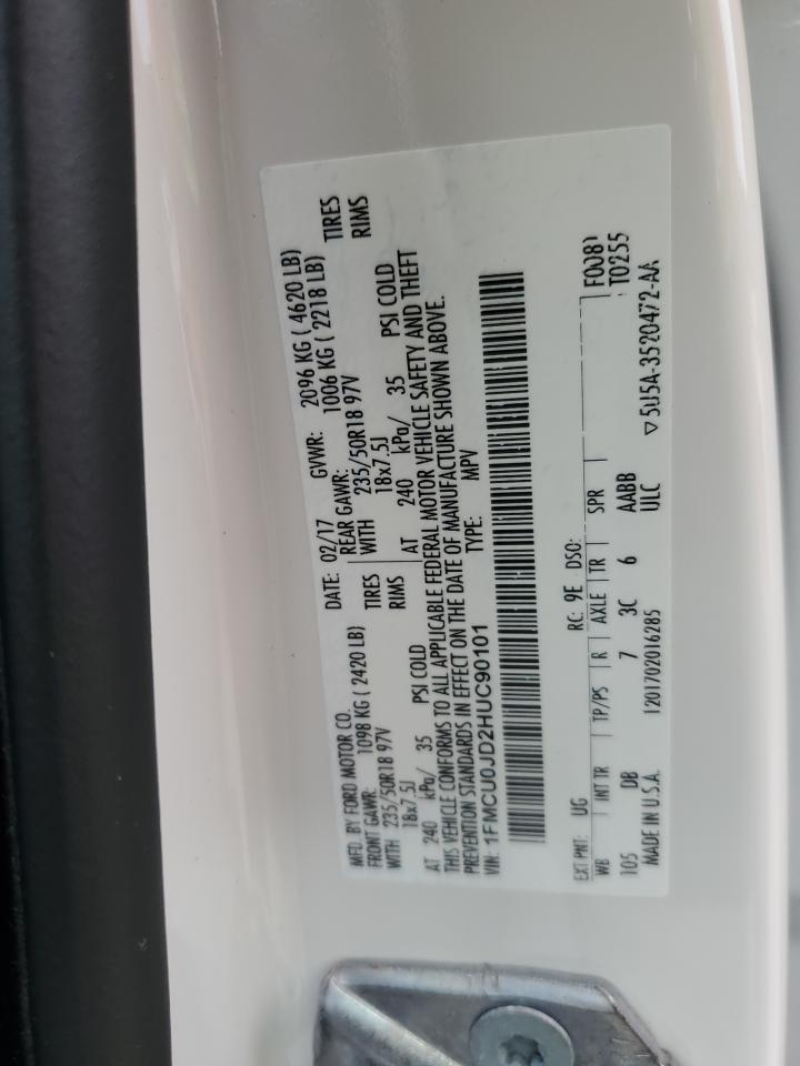 2017 Ford Escape Titanium VIN: 1FMCU0JD2HUC90101 Lot: 91919835