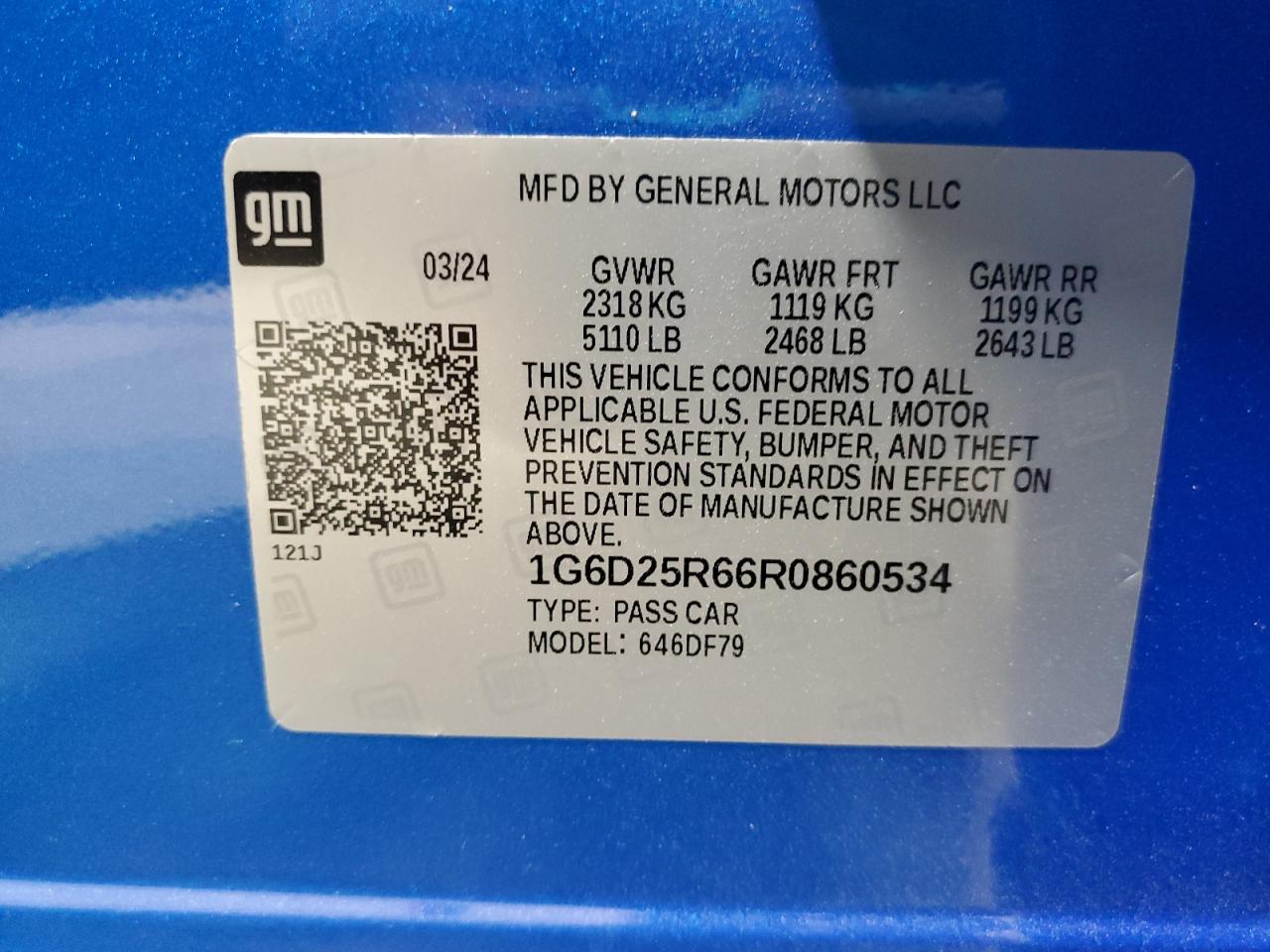 2024 Cadillac Ct5-V Blackwing VIN: 1G6D25R66R0860534 Lot: 92245405