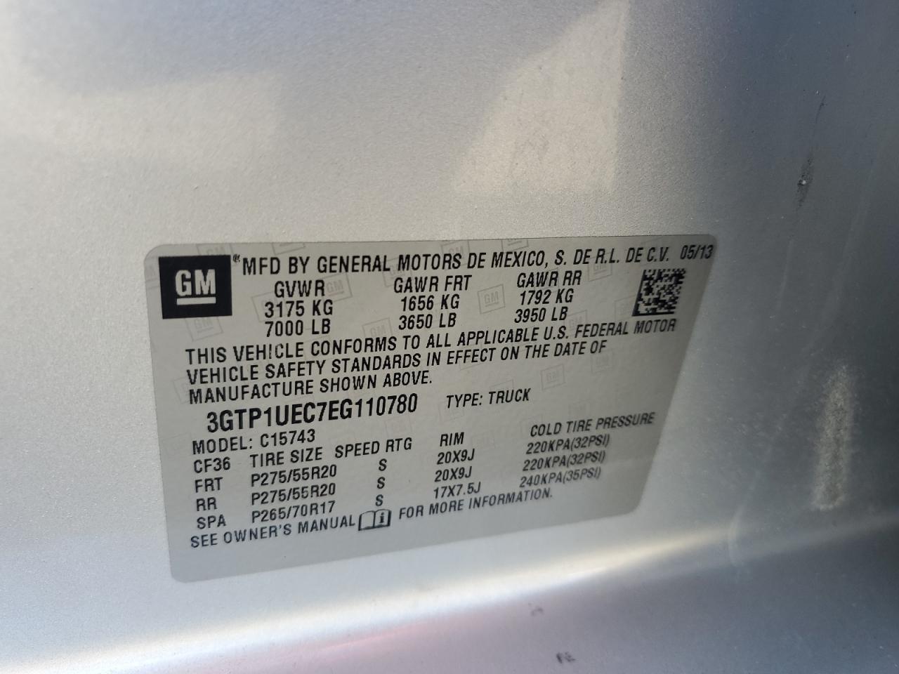 2014 GMC Sierra C1500 Sle VIN: 3GTP1UEC7EG110780 Lot: 91779905