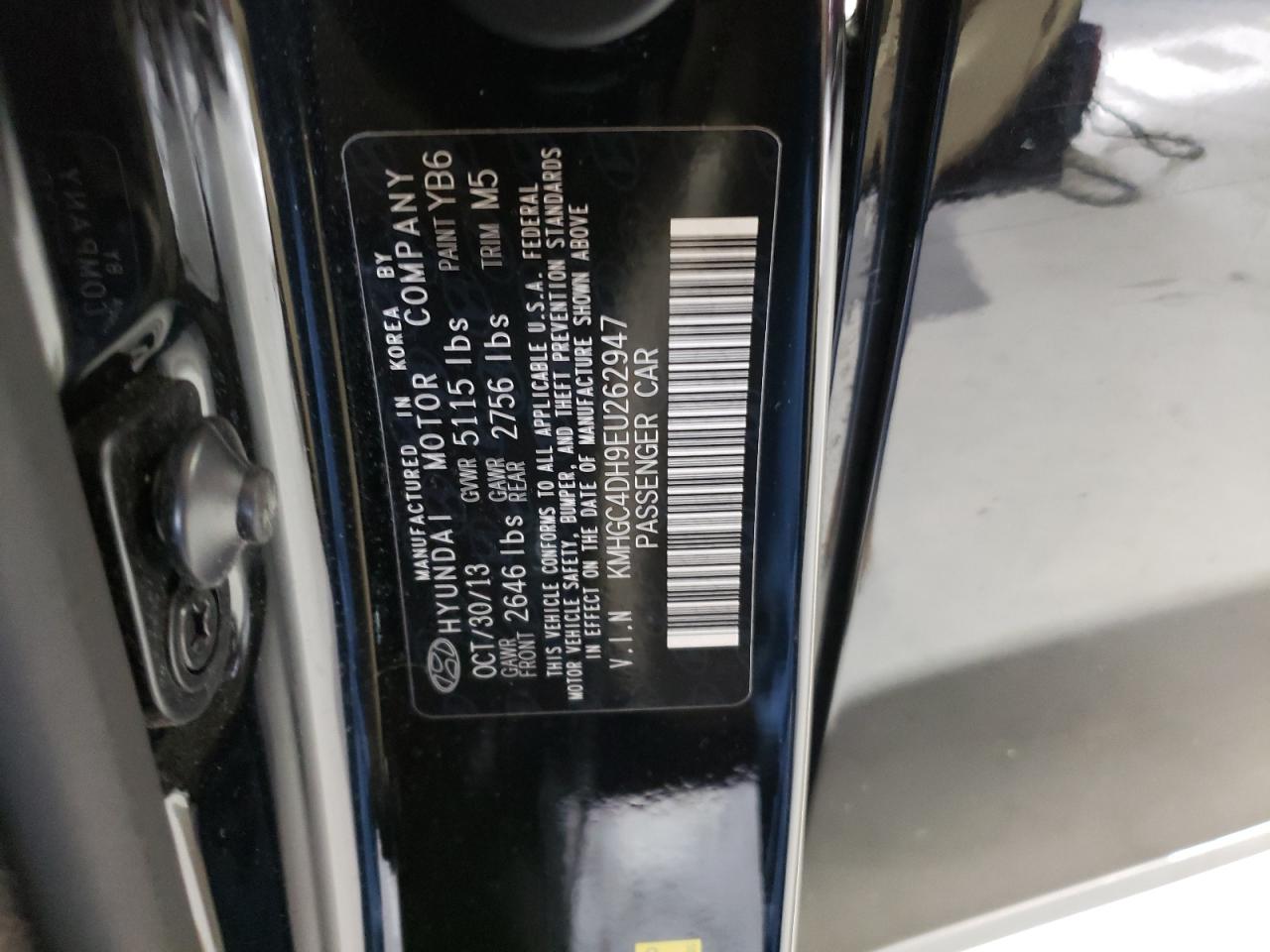 2014 Hyundai Genesis 5.0L VIN: KMHGC4DH9EU262947 Lot: 93489495