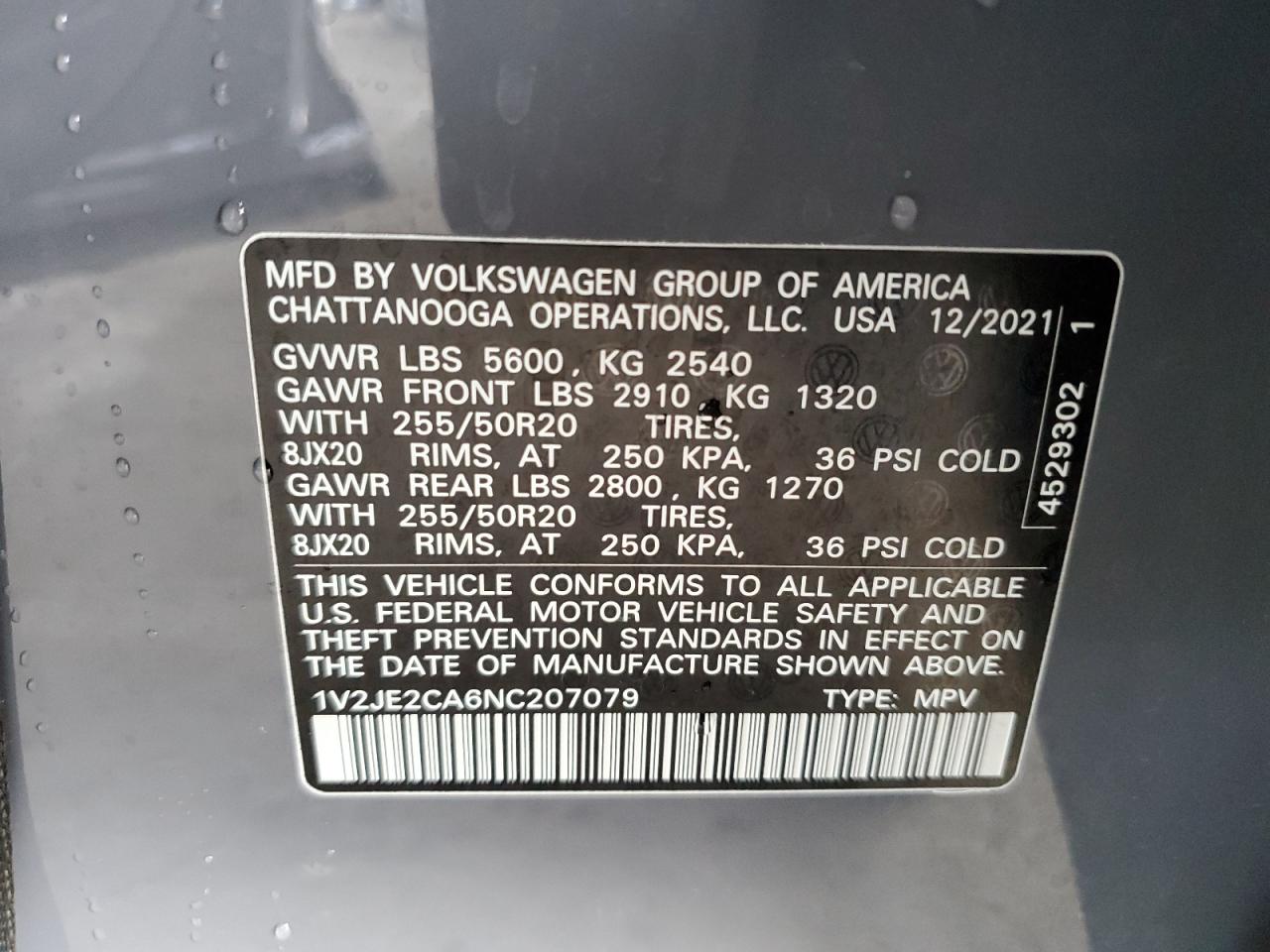 2022 Volkswagen Atlas Cross Sport Se VIN: 1V2JE2CA6NC207079 Lot: 92917125